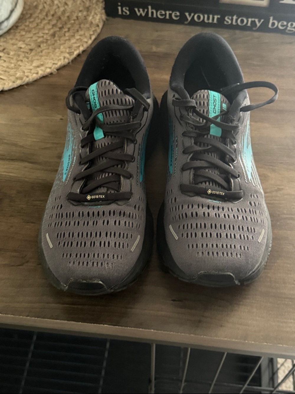 Brooks Black Running Shoes with Teal Accents - Picture 5 of 7